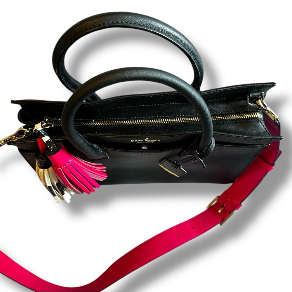 Kate Spade Black Cameron Street Candace handbag with striped strap & tassel - Picture 6 of 15